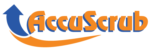 AccuScrub Logo in organge and blue