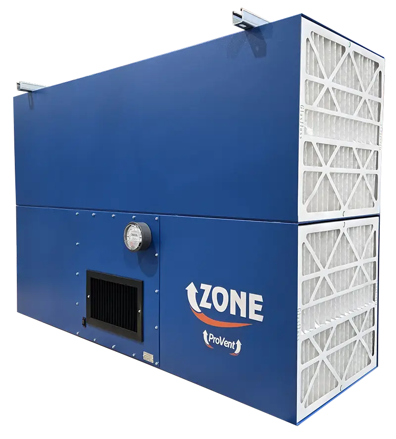 Ambient air cleaner – Zone Series Zone ambient air cleaner from ProVent designed for ambient dust control with self-contained construction, multi-stage filtration, and side access filters for cleaner indoor air.