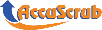AccuScrub Logoin orange and blue.