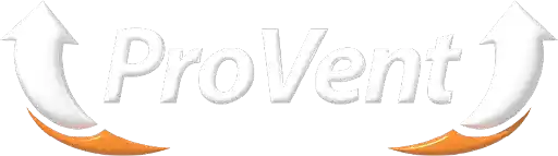 ProVent logo with white text and orange-accented arrows.