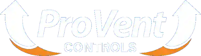 ProVent Controls Logo in whit and orange.