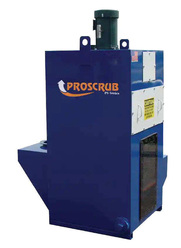 ProScrub Blue machine with white access panels, motor mounted on top and lexan window for seeing water level