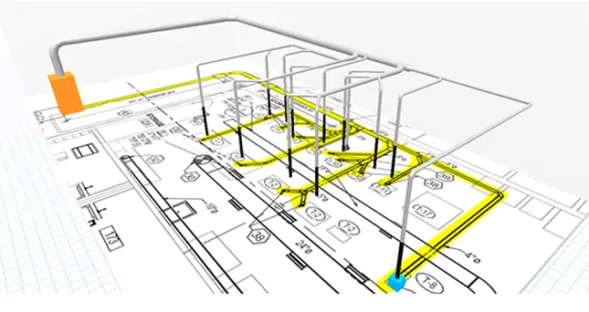 3D Drawing of Ductwork Layout 3D Drawing of Ductwork Layout