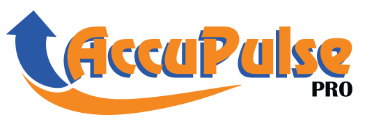 AccuPulse Pro logo in orange blue and black