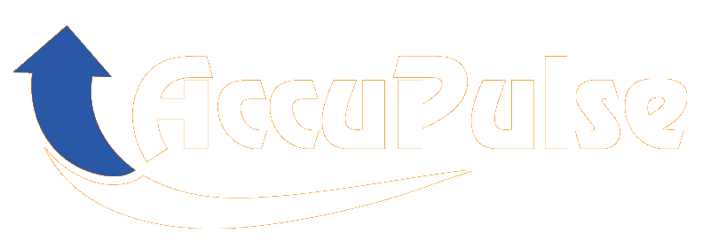 AccuPulse logo in white and blue