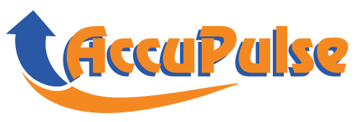 AccuPulse Logo in orange blue and black