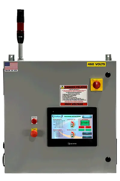 AccuPulse Pro Control Panel Control panel with 10 inch touchscreen e-stop with red light and alarm stack
